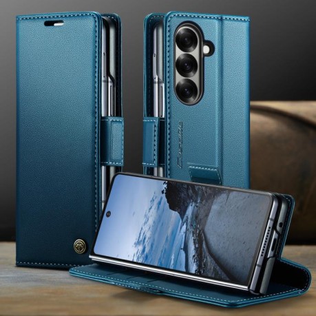 Чехол-книжка CaseMe 023 Butterfly Buckle Litchi Texture RFID Anti-theft Leather для Samsung Galaxy Fold 7 - синий