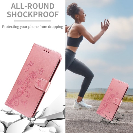 Чехол-книжка Embossed Butterfly для Samsung Galaxy A16 5G - розовое золото