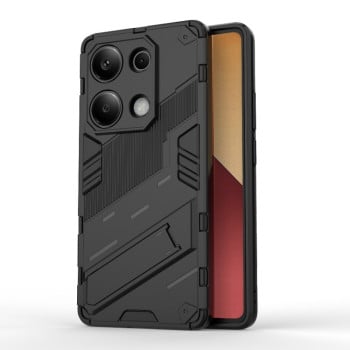 Противоударный чехол Punk Armor с подставкой на Xiaomi Redmi Note 13 Pro 4G / POCO M6 Pro 4G   - черный