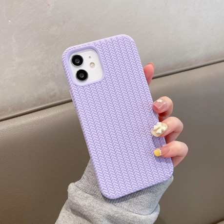 Противоударный чехол Herringbone Texture для iPhone 12/12 Pro - светло-фиолетовый