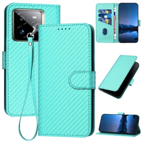 Чехол-книжка Carbon Fiber Texture на Realme GT7 Pro  - голубой