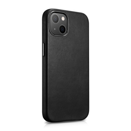 Кожаный чехол iCarer Leather Oil Wax (MagSafe) для iPhone 14/13 - черный