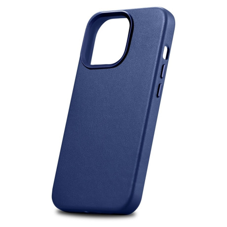 Кожаный чехол iCarer Genuine Leather (MagSafe) для iPhone 14 Pro - синий