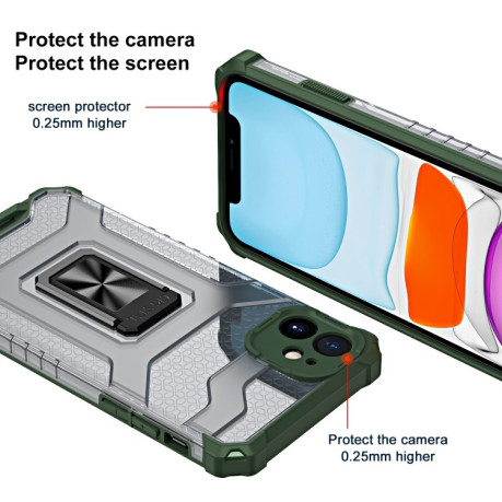 Противоударный чехол Armor Clear with Ring Holder для iPhone 11 - зелено-серый