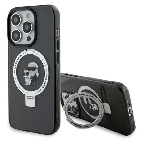 Оригінальний чохол Karl Lagerfeld Ring Stand Karl Choupette MagSafe для iPhone 15 Pro Max - black(KLHMP15XHMRSKCK)