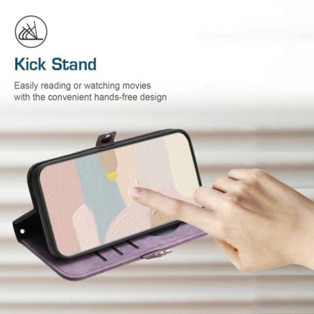 Чохол-книжка Side Buckle Double Fold Hand Strap Leather для Xiaomi Poco F7 - фиолетовий
