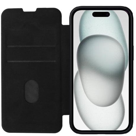 Шкіряний чохол-книжка NILLKIN QIN Series Pro Plain Leather для iPhone 15 - чорний