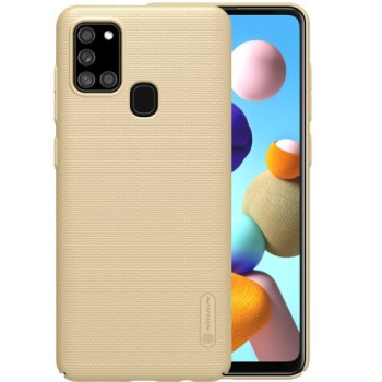 Чехол NILLKIN Frosted Shield усиленный матовый на Samsung Galaxy A21s - золотой
