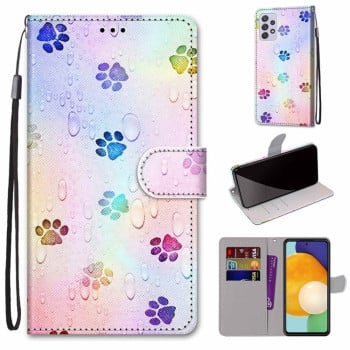 Чехол-книжка Coloured Drawing Cross для  Samsung Galaxy A33 5G - Footprint Water Drops