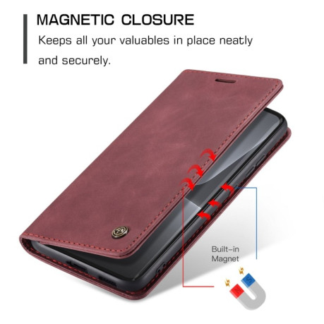 Кожаный чехол CaseMe-013 Multifunctional на Xiaomi 13 Lite - винно-красный