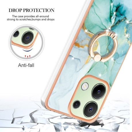 Чехол Electroplating with Ring Holder для Xiaomi Redmi Note 13 4G - Green 003