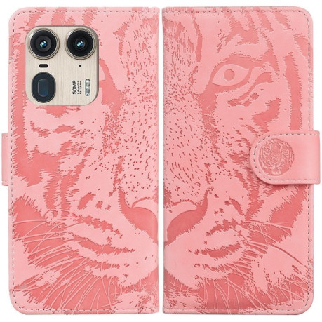 Чехол-книжка Tiger Embossing для Motorola Edge 50 Ultra - розовый