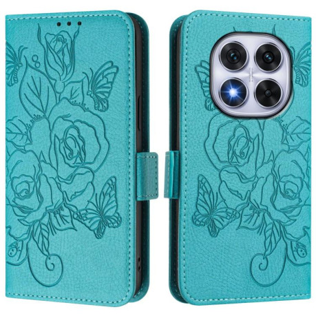 Чохол-книжка Embossed Rose RFID Anti-theft Leather для Xiaomi Redmi Note 14 Pro 5G/Poco X7 - блакитний