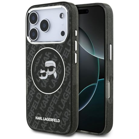 Оригінальний чохол Karl Lagerfeld IML Glitter Karl&amp;Choupette Heads Logo з MagSafe на iPhone 17 Pro - Black