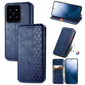 Чохол-книжка Cubic Grid для Xiaomi 14 5G - синій