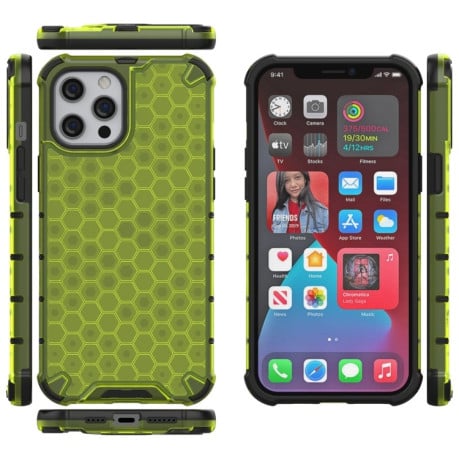 Противоударный чехол Honeycomb на iPhone 13 Pro Max - зеленый