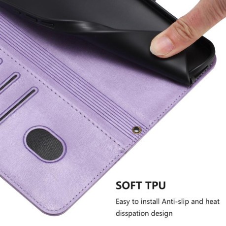 Чехол-книжка Line Splicing Buckle Retro Leather для Samsung Galaxy M06 5G - фиолетовый