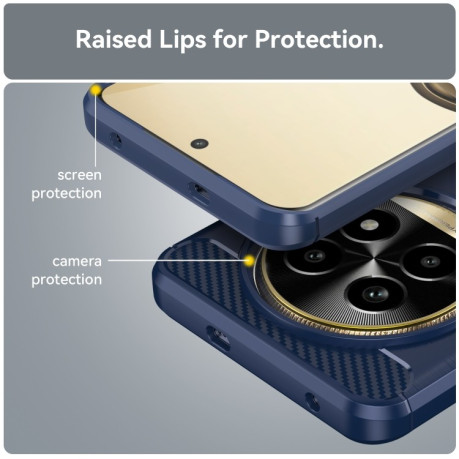 Протиударний чохол Brushed Texture Carbon Fiber на Realme 13 Pro+ 5G - синій
