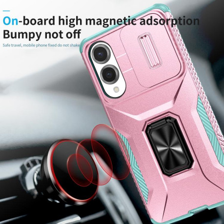 Протиударний чохол Sliding Camshield для Samsung Galaxy S25 Edge 5G - Grey Green + Pink