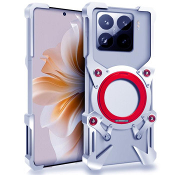 Чохол Rotating Bracket Hollow Metal with Lanyard з поворотним тримачем на Xiaomi 17T 5G — сріблястий