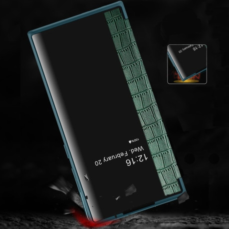 Чехол-книжка Crocodile Texture Display для Samsung Galaxy S22 Ultra 5G - серебристый