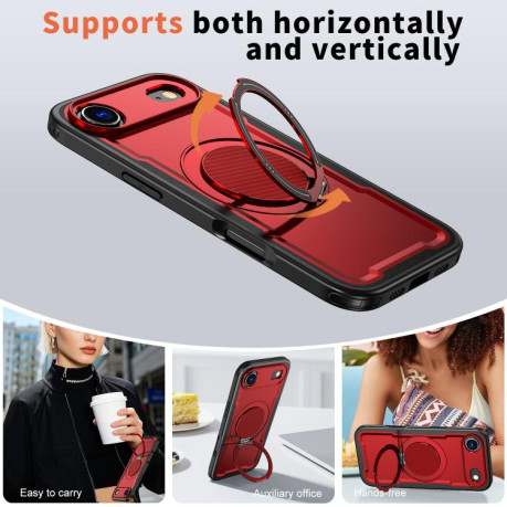 Противоударный чехол Metal 360 Degree Rotation Holder MagSafe на iPhone Air - красный