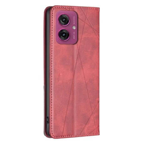 Чехол-книжка Rhombus Texture для Motorola Moto G55 - красный