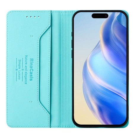 Чехол-книжка RC01 Dual-Folded Magnetic Suction RFID Leather на iPhone 16e - зеленый