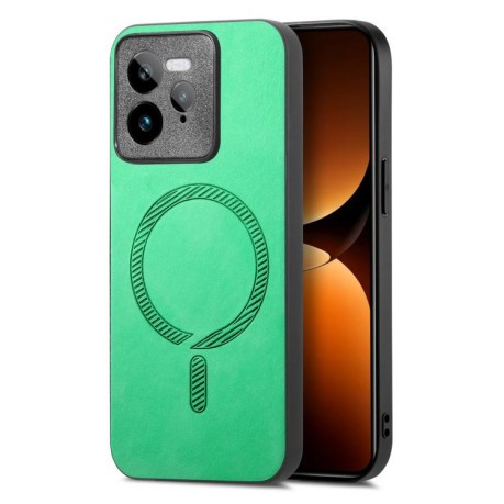 Чехол Retro MagSafe Magnetic PU на Realme GT7 Pro - зеленый