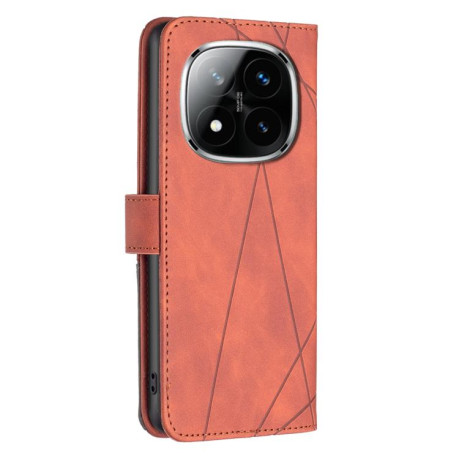 Чехол-книжка Rhombus Texture для Xiaomi  Redmi Note 14 Pro 4G - коричневый