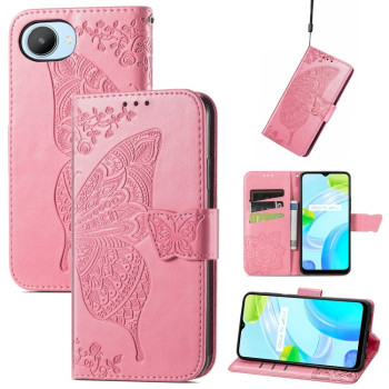Чохол-книжка Butterfly Love Flower Embossed на Realme C30 - рожевий