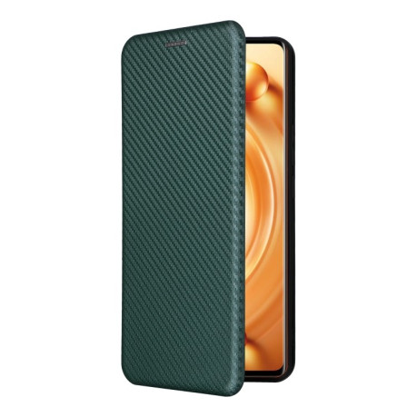 Чохол-книжка Carbon Fiber Texture на Vivo X80 Pro 5G - зелений