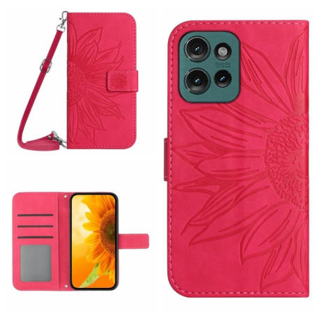 Чохол-книжка Skin Feel Sun Flower для Motorola Edge 50 Neo 5G - пурпурно-червоний