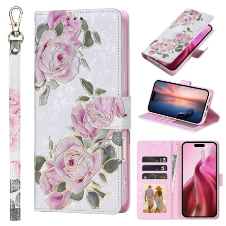 Чохол-книжка Bronzing Painting RFID для iPhone 16 Pro Max - Flower