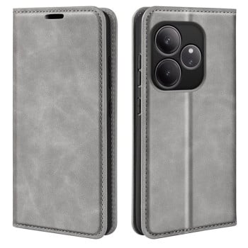 Чохол-книжка у стилі Retro м'яке покриття Skin Feel діловий дизайн на Realme GT 6 5G - сірий