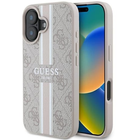 Оригінальний чохол Guess 4G Printed Stripes MagSafe на iPhone 16 - Pink