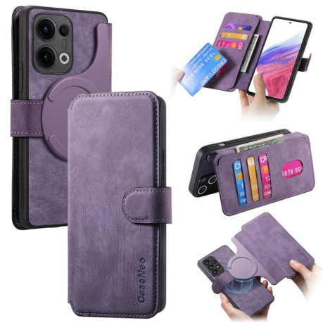 Чехол-книжка CaseNeo MagSafe RFID Anti-theft Retro Leather для OPPO Reno13 - фиолетовый