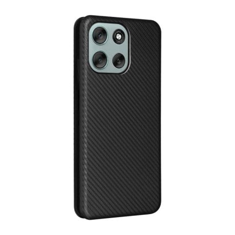 Чохол-книжка Carbon Fiber Texture на Motorola Moto G56 - чорний