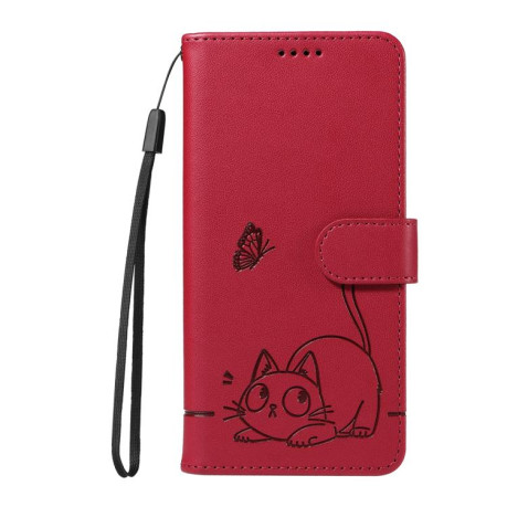 Чехол-книжка Happy Cat Pattern для Xiaomi Redmi A5 4G - красный