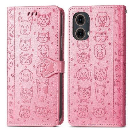 Чехол-книжка Cat and Dog для Motorola Moto G85 - розовый