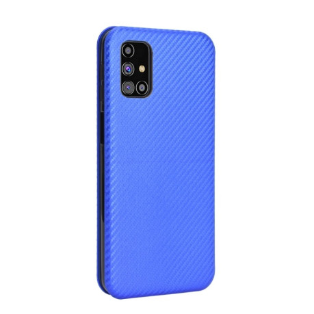 Чехол-книжка Carbon Fiber Texture на Samsung Galaxy M31s - синий