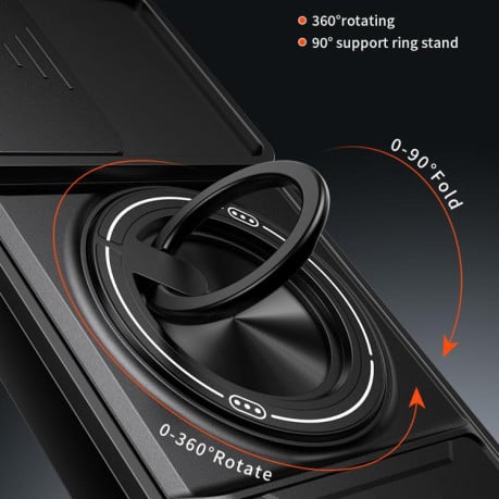 Ударостійкий чохол Lens Sliding Window Multifunctional Magnetic Shockproof зі шторкою камери для Xiaomi Poco X8 Pro Max 5G — чорний