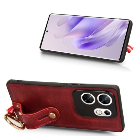 Противоударный чехол Wristband Leather Back для Infinix Zero 30 4G - красный