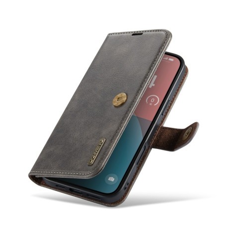 Чохол-книжка DGMING Crazy Horse Texture для iPhone 16 - сірий