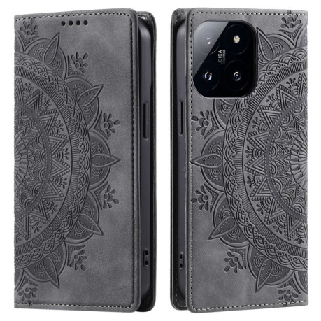 Чохол-книжка Totem Embossed Magnetic Leather для Xiaomi 14 Pro - сірий