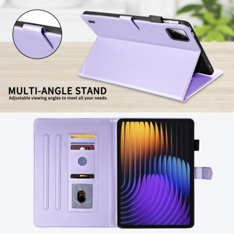 Чохол-книжка Rhombus Lattice Leather для Xiaomi Pad 7/7 Pro - фіолетовий