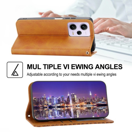 Чохол-книжка Cubic Grid Calf Texture для Xiaomi Redmi Note 12 Pro 5G/Poco X5 Pro - жовтий