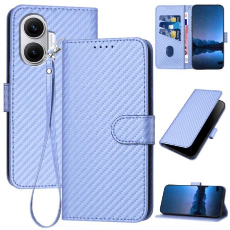 Чехол-книжка Carbon Fiber Texture на Xiaomi Poco F7 - фиолетовый