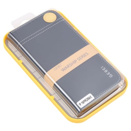 Протиударний чохол GEBEI Top-grain Horizontal Flip Leather для iPhone 16 Pro Max - синій