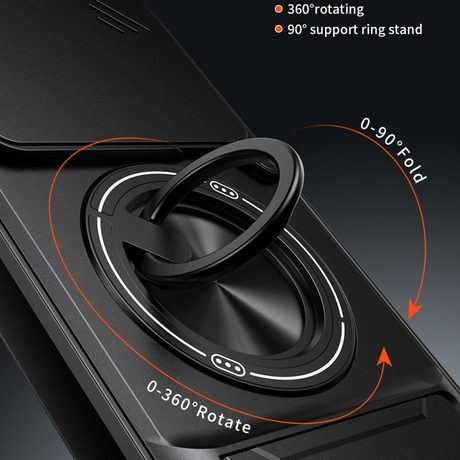 Протиударний чохол Escase зі зсувною шторкою камери та підставкою для Xiaomi 15T Pro 5G — чорний